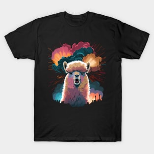 Alpaca Art Funny Llama Explosion Colorful Animals Painting T-Shirt